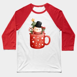 Adorable Snowman In A Christmas Cup Baseball T-Shirt